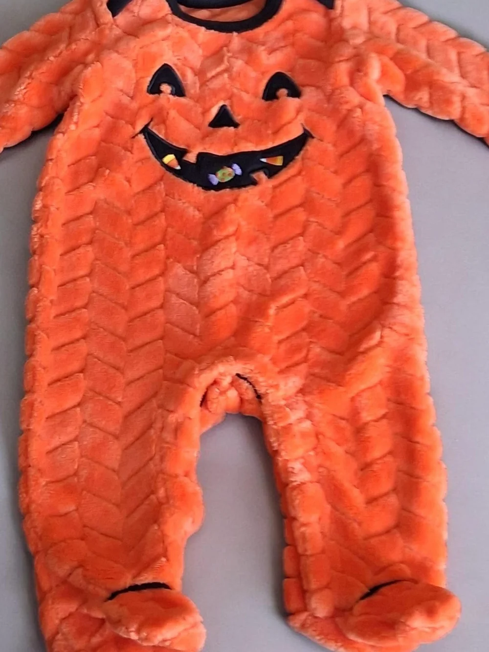 Orange Plush Pumpkin Baby Costume - Soft Halloween One-Piece
